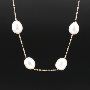14K Pearl Station Necklace